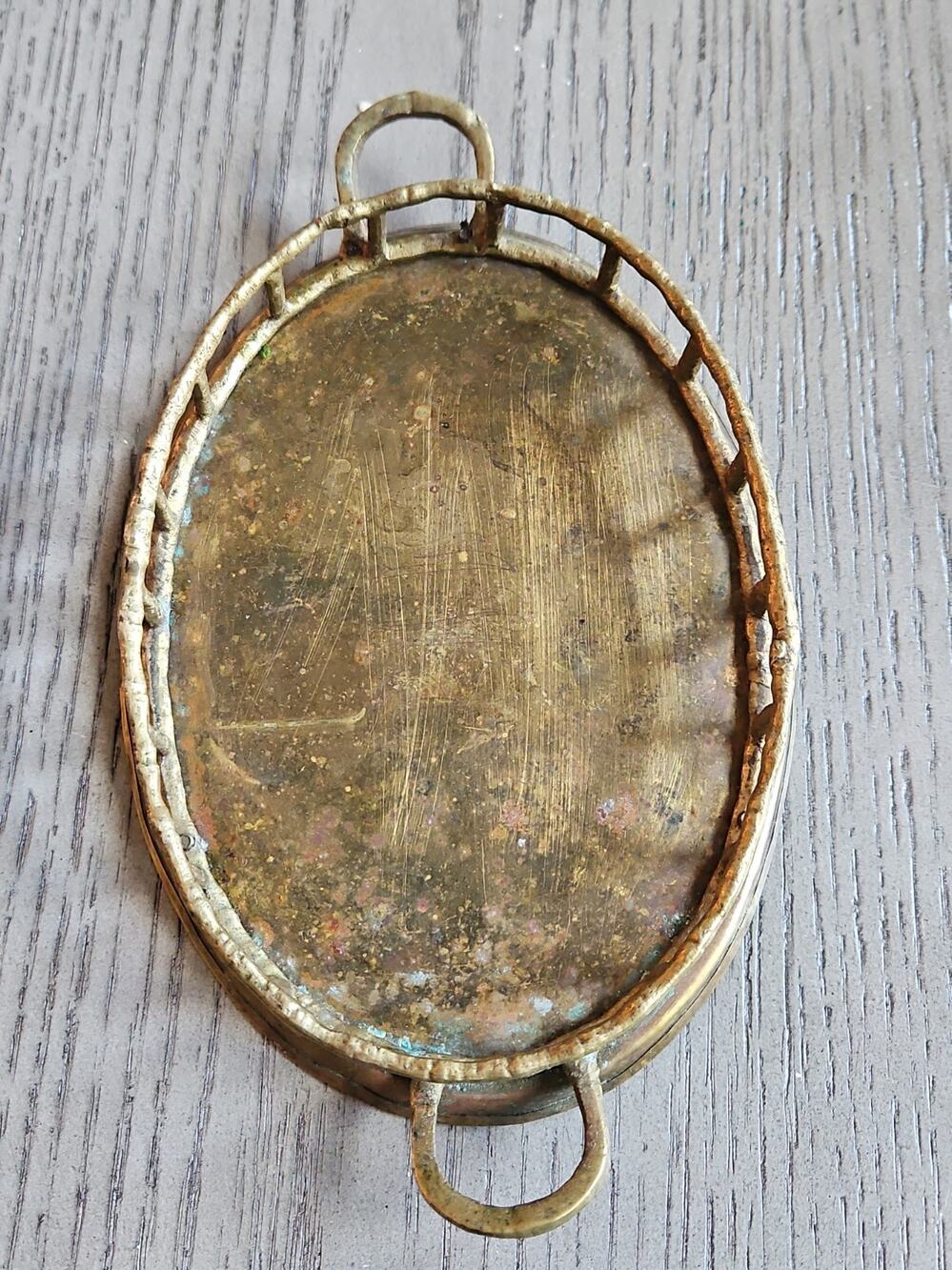 Vintage Hollywood Regency Brass Bamboo MCM Oval Vanity Trinket Tray 8" Mini